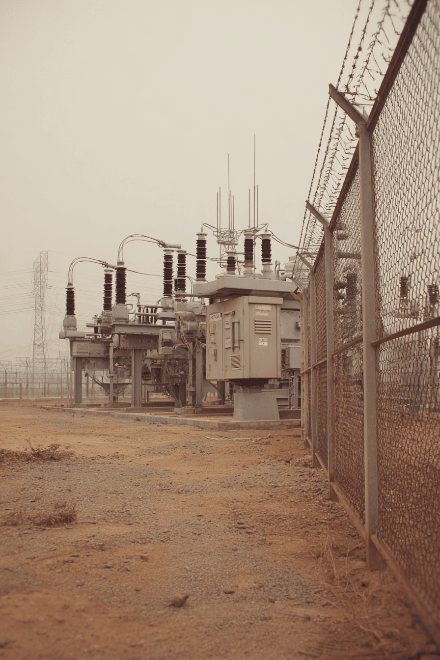 Indian electrical substation with transmission infrastructure